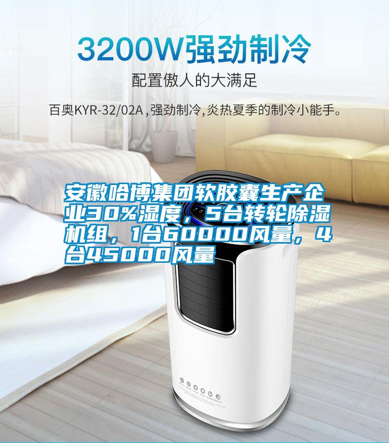 安徽哈博集團(tuán)軟膠囊生產(chǎn)企業(yè)30%濕度，5臺(tái)轉(zhuǎn)輪除濕機(jī)組，1臺(tái)60000風(fēng)量，4臺(tái)45000風(fēng)量